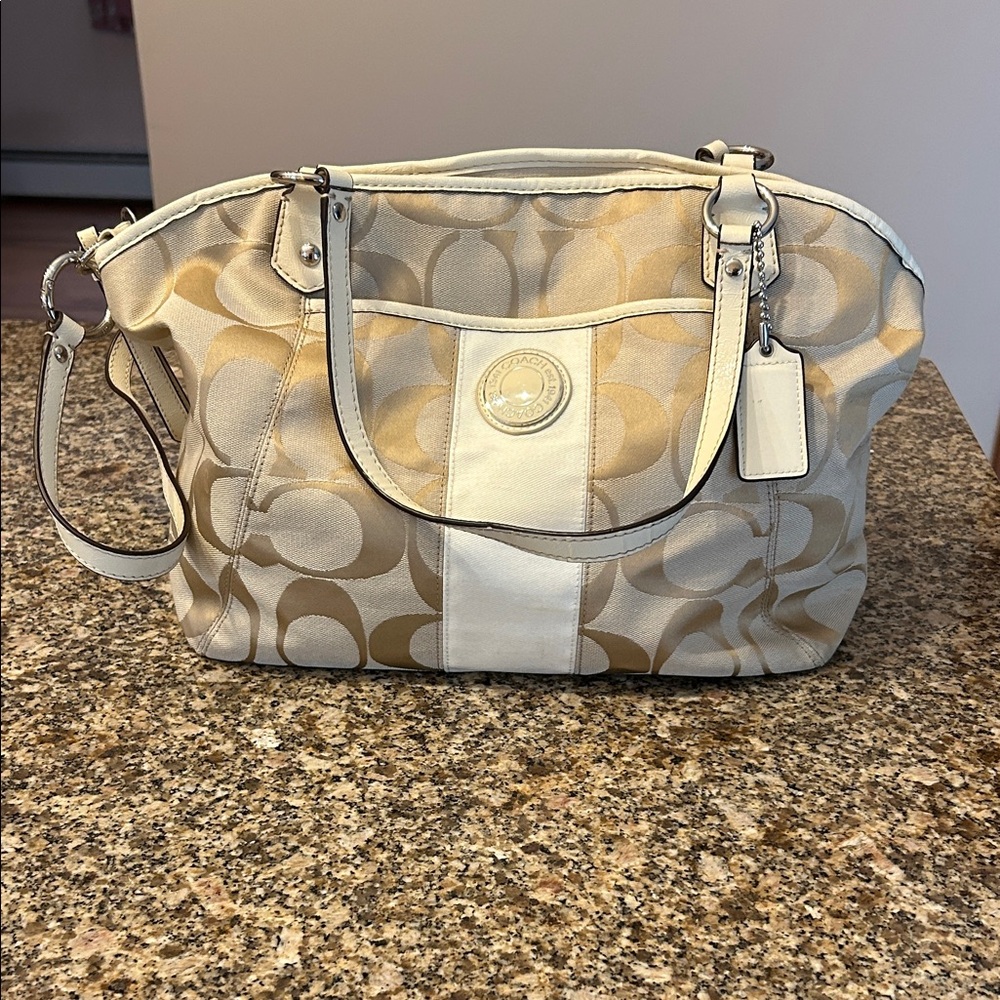 Coach Beige and Cream XL Crossbody Bag K1257-F19203